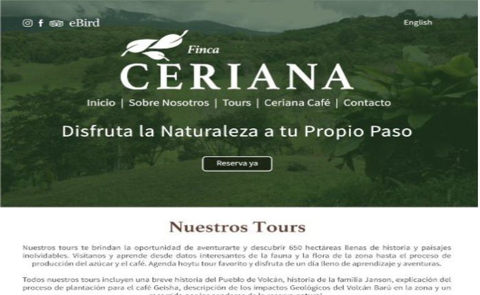 imagen del website de Finca Ceriana